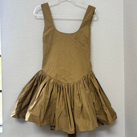 Khaite Esme Sleeveless Scoop Neck Open Back Mini Dress Khaki Size Large - Picture 2 of 6